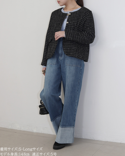 画像をギャラリービューアに読み込む, 低身長パンツ/低身長用ボトム/ボトム/デニムパンツ/小柄用/XSサイズ/SSサイズ/147㎝/低身長ブランド/低身長デニムパンツ/韓国風/小柄韓国/デニム/ロールアップデニム/低身長/小柄/小柄デニム
