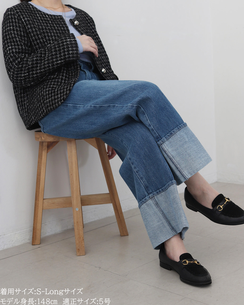 画像をギャラリービューアに読み込む, 低身長パンツ/低身長用ボトム/ボトム/デニムパンツ/小柄用/XSサイズ/SSサイズ/147㎝/低身長ブランド/低身長デニムパンツ/韓国風/小柄韓国/デニム/ロールアップデニム/低身長/小柄/小柄デニム
