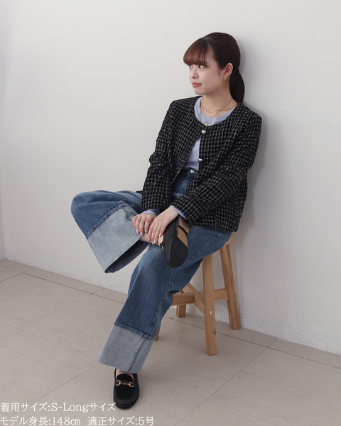 画像をギャラリービューアに読み込む, 低身長パンツ/低身長用ボトム/ボトム/デニムパンツ/小柄用/XSサイズ/SSサイズ/147㎝/低身長ブランド/低身長デニムパンツ/韓国風/小柄韓国/デニム/ロールアップデニム/低身長/小柄/小柄デニム
