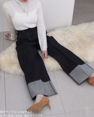 低身長パンツ/低身長用ボトム/ボトム/デニムパンツ/小柄用/XSサイズ/SSサイズ/147㎝/低身長ブランド/低身長デニムパンツ/韓国風/小柄韓国/デニム/ロールアップデニム/低身長/小柄/小柄デニム