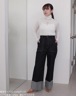 低身長パンツ/低身長用ボトム/ボトム/デニムパンツ/小柄用/XSサイズ/SSサイズ/147㎝/低身長ブランド/低身長デニムパンツ/韓国風/小柄韓国/デニム/ロールアップデニム/低身長/小柄/小柄デニム