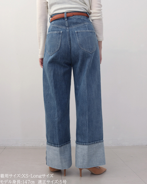 画像をギャラリービューアに読み込む, 低身長パンツ/低身長用ボトム/ボトム/デニムパンツ/小柄用/XSサイズ/SSサイズ/147㎝/低身長ブランド/低身長デニムパンツ/韓国風/小柄韓国/デニム/ロールアップデニム/低身長/小柄/小柄デニム
