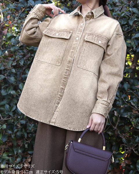 画像をギャラリービューアに読み込む, 小柄ブランド/低身長ブランド/低身長/小柄/小柄シャツ/デニムシャツ/リボンシャツ
