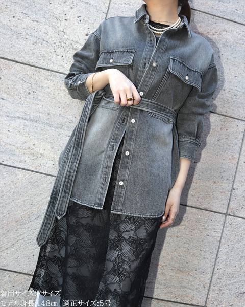 画像をギャラリービューアに読み込む, 小柄ブランド/低身長ブランド/低身長/小柄/小柄シャツ/デニムシャツ/リボンシャツ
