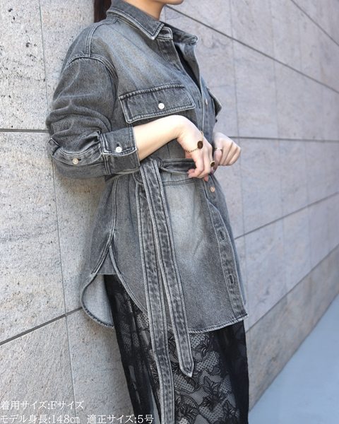 画像をギャラリービューアに読み込む, 小柄ブランド/低身長ブランド/低身長/小柄/小柄シャツ/デニムシャツ/リボンシャツ
