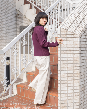 小柄/低身長/アンサンブルニット/リブニット/縦リブ/2wayカーディガン/白蝶貝ボタン/スタイルアップ/華奢見え/体型カバー/春ニット/秋ニット/夏インナー/着回し/147cm/小柄コーデ/低身長コーデ