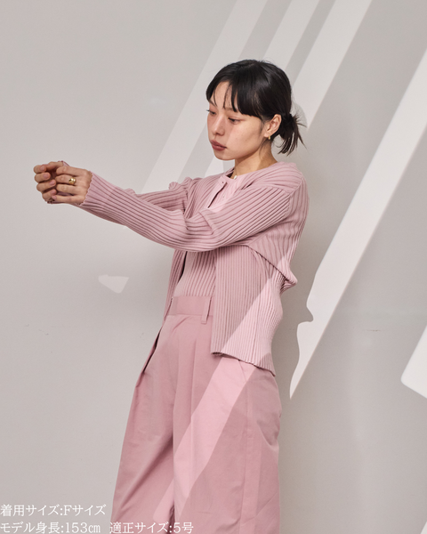 画像をギャラリービューアに読み込む, 小柄/低身長/アンサンブルニット/リブニット/縦リブ/2wayカーディガン/白蝶貝ボタン/スタイルアップ/華奢見え/体型カバー/春ニット/秋ニット/夏インナー/着回し/147cm/小柄コーデ/低身長コーデ
