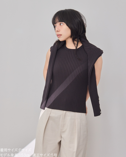 画像をギャラリービューアに読み込む, 小柄/低身長/アンサンブルニット/リブニット/縦リブ/2wayカーディガン/白蝶貝ボタン/スタイルアップ/華奢見え/体型カバー/春ニット/秋ニット/夏インナー/着回し/147cm/小柄コーデ/低身長コーデ
