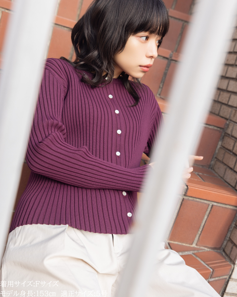 画像をギャラリービューアに読み込む, 小柄/低身長/アンサンブルニット/リブニット/縦リブ/2wayカーディガン/白蝶貝ボタン/スタイルアップ/華奢見え/体型カバー/春ニット/秋ニット/夏インナー/着回し/147cm/小柄コーデ/低身長コーデ
