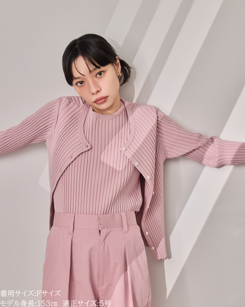 画像をギャラリービューアに読み込む, 小柄/低身長/アンサンブルニット/リブニット/縦リブ/2wayカーディガン/白蝶貝ボタン/スタイルアップ/華奢見え/体型カバー/春ニット/秋ニット/夏インナー/着回し/147cm/小柄コーデ/低身長コーデ
