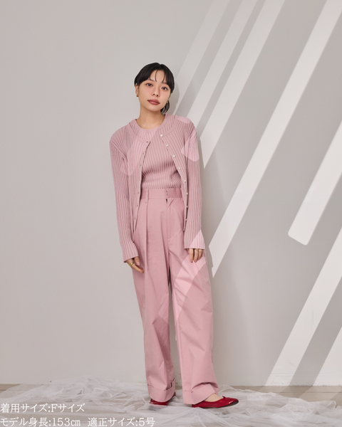 画像をギャラリービューアに読み込む, 小柄/低身長/アンサンブルニット/リブニット/縦リブ/2wayカーディガン/白蝶貝ボタン/スタイルアップ/華奢見え/体型カバー/春ニット/秋ニット/夏インナー/着回し/147cm/小柄コーデ/低身長コーデ
