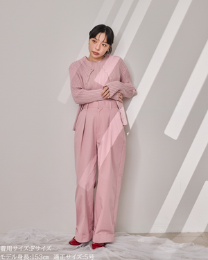 小柄/低身長/アンサンブルニット/リブニット/縦リブ/2wayカーディガン/白蝶貝ボタン/スタイルアップ/華奢見え/体型カバー/春ニット/秋ニット/夏インナー/着回し/147cm/小柄コーデ/低身長コーデ