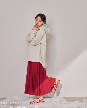 小柄/低身長/147cm/フレアスカート/マーメイドスカート/撥水スカート/梅雨コーデ/雨の日コーデ/夏スカート/脚長効果/細見え/ウエストゴム/ポケット付き/軽やか素材/低身長コーデ