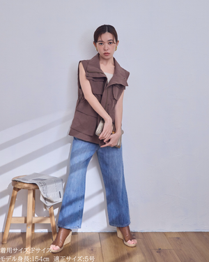 小柄ブランド / 低身長ブランド / 低身長 / 小柄 / リネンサファリベスト / サファリベスト / リネンベスト / 低身長ベスト / 低身長セットアップ / セットアップ / 小柄ベスト / 低身長羽織り