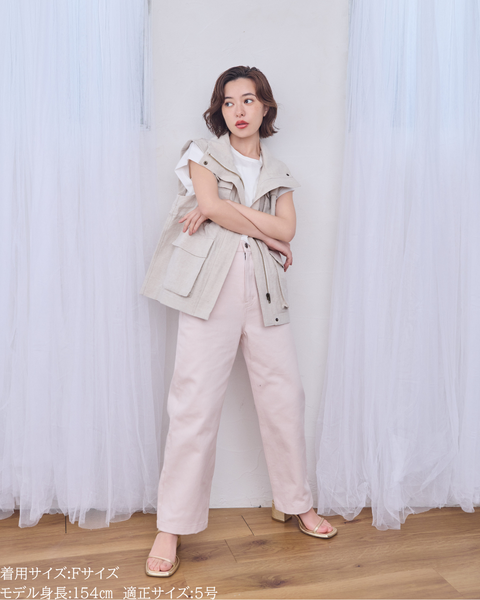 画像をギャラリービューアに読み込む, 小柄ブランド / 低身長ブランド / 低身長 / 小柄 / リネンサファリベスト / サファリベスト / リネンベスト / 低身長ベスト / 低身長セットアップ / セットアップ / 小柄ベスト / 低身長羽織り
