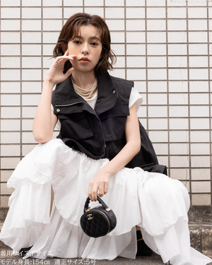 小柄ブランド / 低身長ブランド / 低身長 / 小柄 / リネンサファリベスト / サファリベスト / リネンベスト / 低身長ベスト / 低身長セットアップ / セットアップ / 小柄ベスト / 低身長羽織り