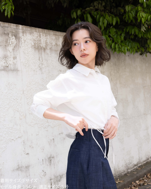 シャツ/小柄/シアーシャツ/コットンシャツ/ショート丈/夏ブラウス/低身長コーデ/セットアップ