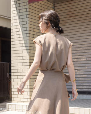小柄/小柄ブランド/ラップレイヤードワンピース/3WAY/ワンピース/ラップスカート/フレンチスリーブ/低身長コーデ/夏ワンピース/着回し