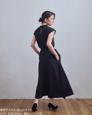 小柄/小柄ブランド/ラップレイヤードワンピース/3WAY/ワンピース/ラップスカート/フレンチスリーブ/低身長コーデ/夏ワンピース/着回し