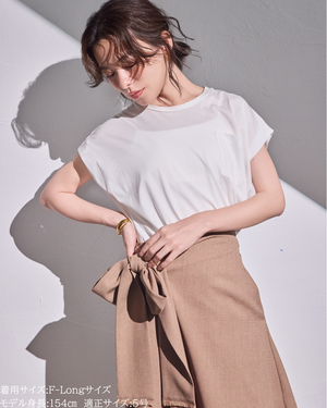 小柄/小柄ブランド/ラップレイヤードワンピース/3WAY/ワンピース/ラップスカート/フレンチスリーブ/低身長コーデ/夏ワンピース/着回し