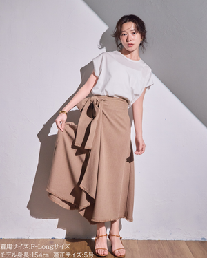 小柄/小柄ブランド/ラップレイヤードワンピース/3WAY/ワンピース/ラップスカート/フレンチスリーブ/低身長コーデ/夏ワンピース/着回し