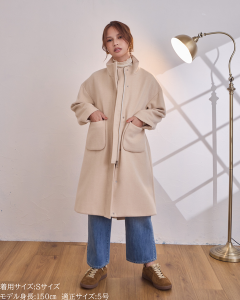 画像をギャラリービューアに読み込む, 取り外しフード付きマニッシュコート(Japan Fabric)【685】
