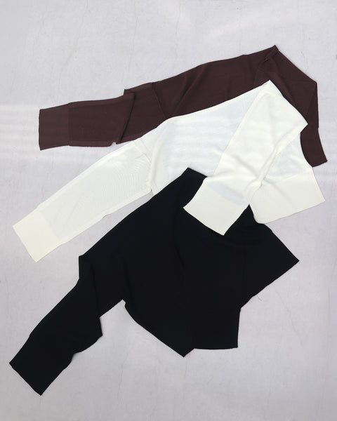 画像をギャラリービューアに読み込む, カーデ風ストール付きクルーネックウールニット(セットアップ可能)【846】
