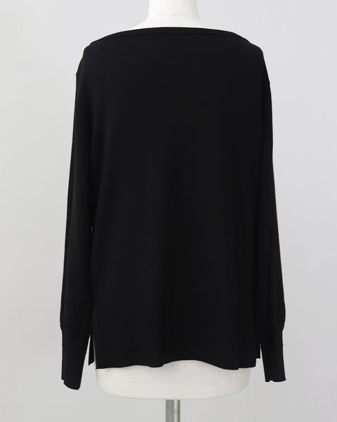 画像をギャラリービューアに読み込む, カーデ風ストール付きボートネックウールニット(セットアップ可能)【847】
