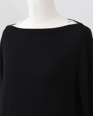 カーデ風ストール付きボートネックウールニット(セットアップ可能)【847】