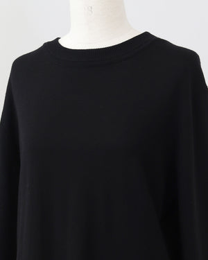 カーデ風ストール付きクルーネックウールニット(セットアップ可能)【846】