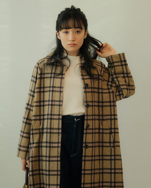 147_ichi_yon_nana】147 オリジナルチェックウールコート(Japan Fabric 
