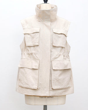 《4/5(日)23:59までSET割》リネンコットンサファリベスト(セットアップ可能)【860】