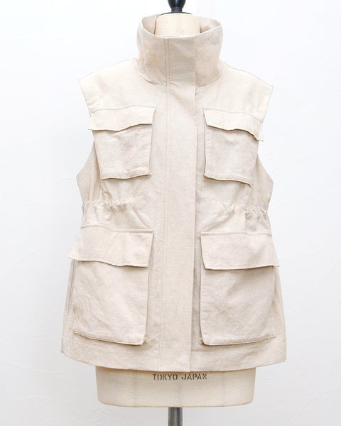 画像をギャラリービューアに読み込む, 《4/5(日)23:59までSET割》リネンコットンサファリベスト(セットアップ可能)【860】
