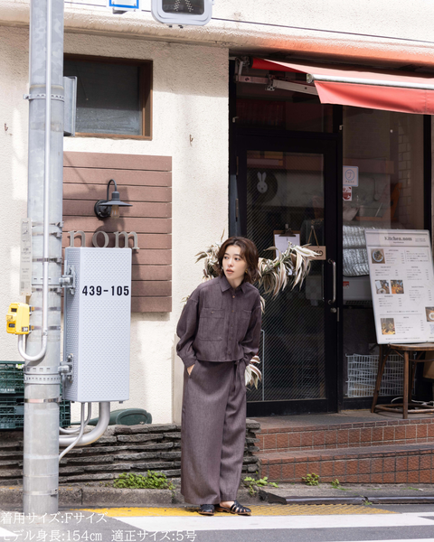 画像をギャラリービューアに読み込む, 小柄ブランド / 低身長ブランド / 低身長 / 小柄 / クロップドシャツ / ユーティリティシャツ / ショート丈シャツ / ワークシャツ / 低身長トップス / 小柄トップス / 低身長セットアップ / セットアップ / 小柄コーデ / 低身長コーデ/セットアップ/ドレープシャツ
