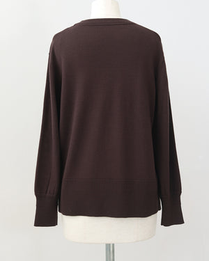 カーデ風ストール付きクルーネックウールニット(セットアップ可能)【846】