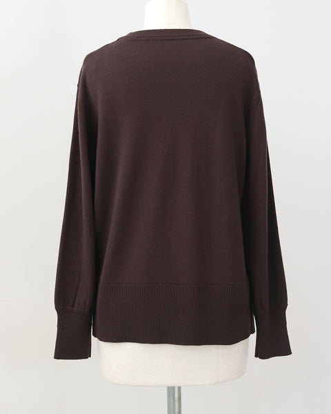 画像をギャラリービューアに読み込む, カーデ風ストール付きクルーネックウールニット(セットアップ可能)【846】
