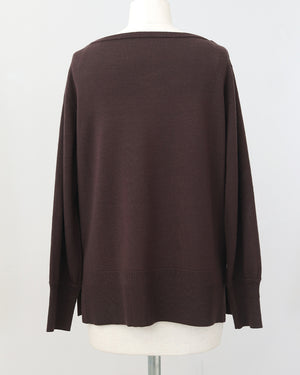 カーデ風ストール付きボートネックウールニット(セットアップ可能)【847】