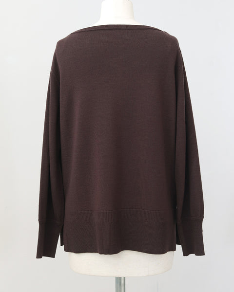 画像をギャラリービューアに読み込む, カーデ風ストール付きボートネックウールニット(セットアップ可能)【847】
