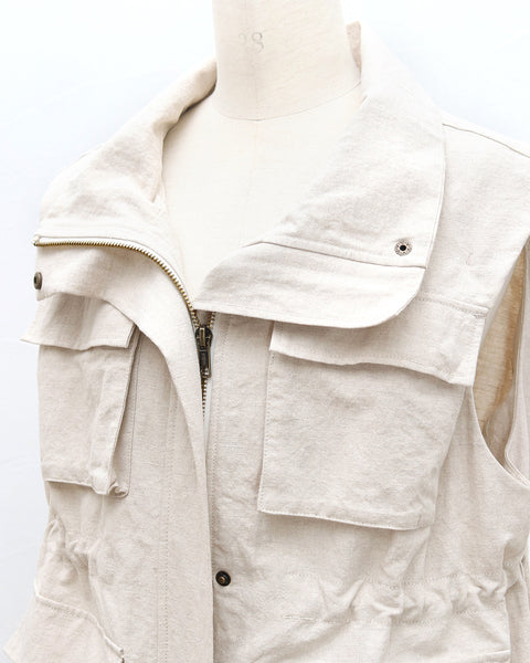 画像をギャラリービューアに読み込む, 《4/5(日)23:59までSET割》リネンコットンサファリベスト(セットアップ可能)【860】
