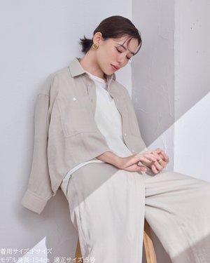小柄ブランド / 低身長ブランド / 低身長 / 小柄 / クロップドシャツ / ユーティリティシャツ / ショート丈シャツ / ワークシャツ / 低身長トップス / 小柄トップス / 低身長セットアップ / セットアップ / 小柄コーデ / 低身長コーデ/セットアップ/ドレープシャツ