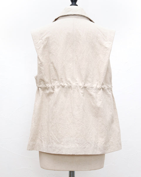 画像をギャラリービューアに読み込む, 《4/5(日)23:59までSET割》リネンコットンサファリベスト(セットアップ可能)【860】
