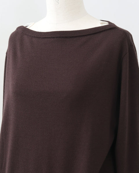 画像をギャラリービューアに読み込む, カーデ風ストール付きボートネックウールニット(セットアップ可能)【847】
