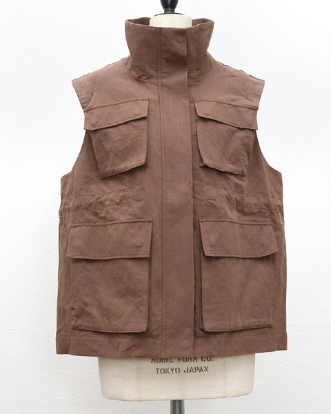 画像をギャラリービューアに読み込む, 《4/5(日)23:59までSET割》リネンコットンサファリベスト(セットアップ可能)【860】
