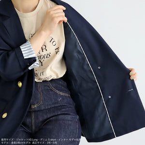 紺ブレザージャケット（選べるショート丈とロング丈、シルバー替えボタン付き）【080】