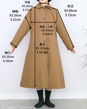 コート。着丈が72センチ。着やすい長さです。